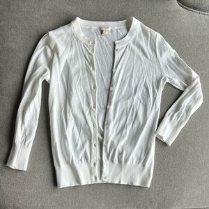 J. Crew White Button-Front Lightweight Cardigan